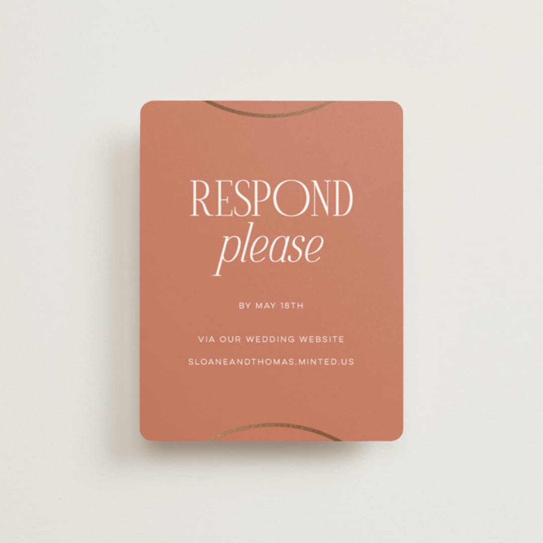 "Unity" - Foil-Pressed RSVP Online Enclosure Cards in Clay by Morgan Kendall - Front