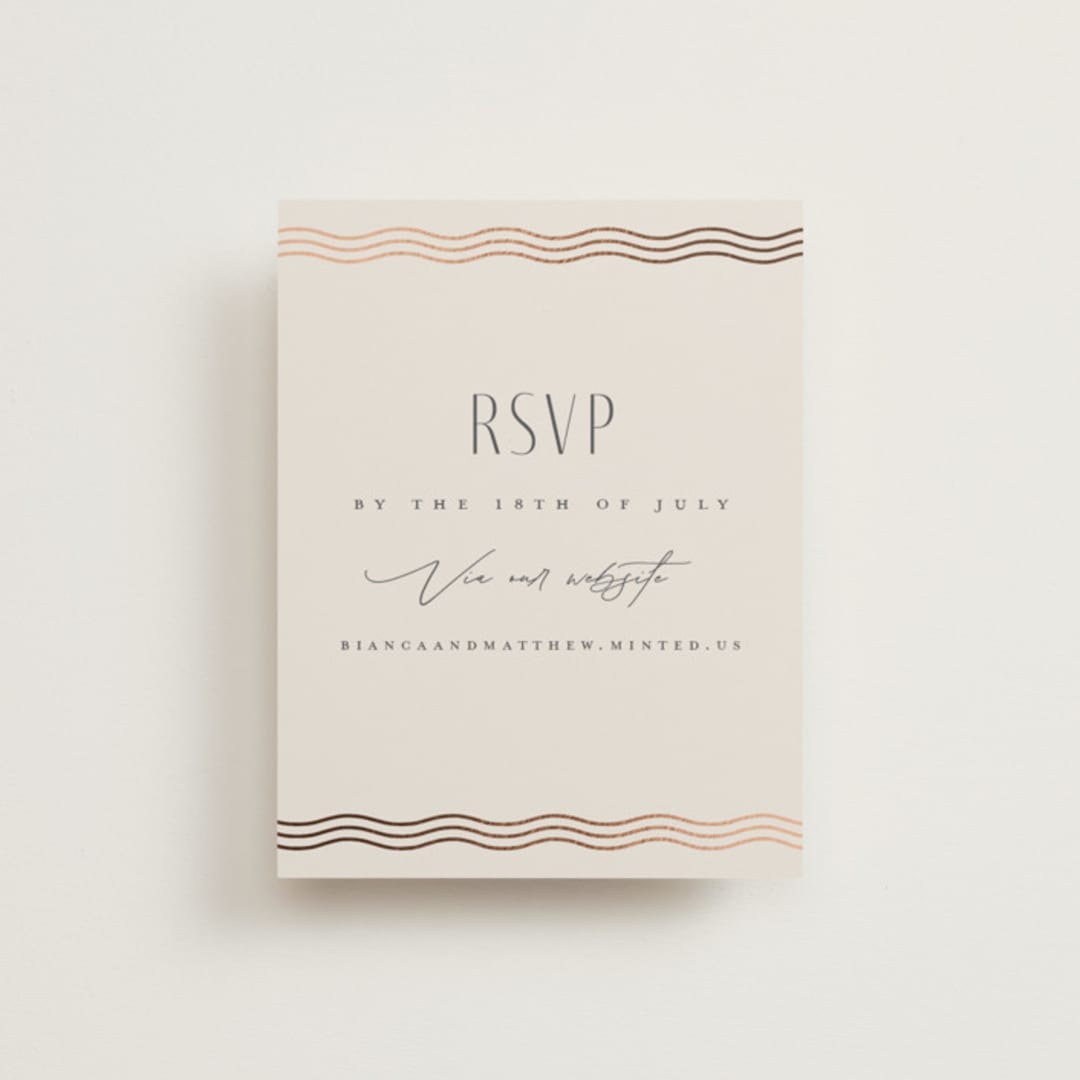 "Newberry" - Foil-Pressed RSVP Online Enclosure Cards in Bisque by Kristie Kern - Front