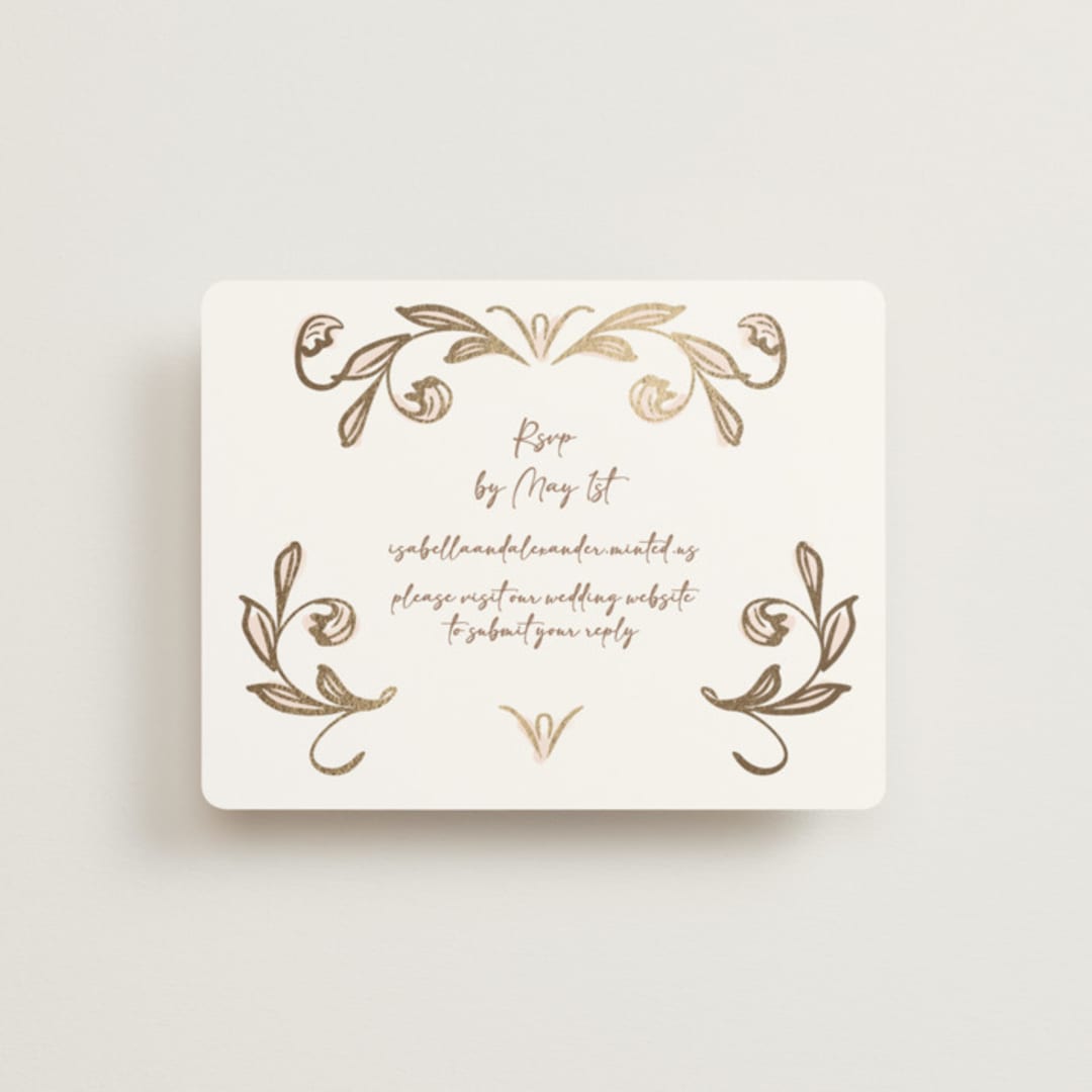 "Bella Bellissima" - Foil-Pressed RSVP Online Enclosure Cards in Blush by Ani Somi - Front