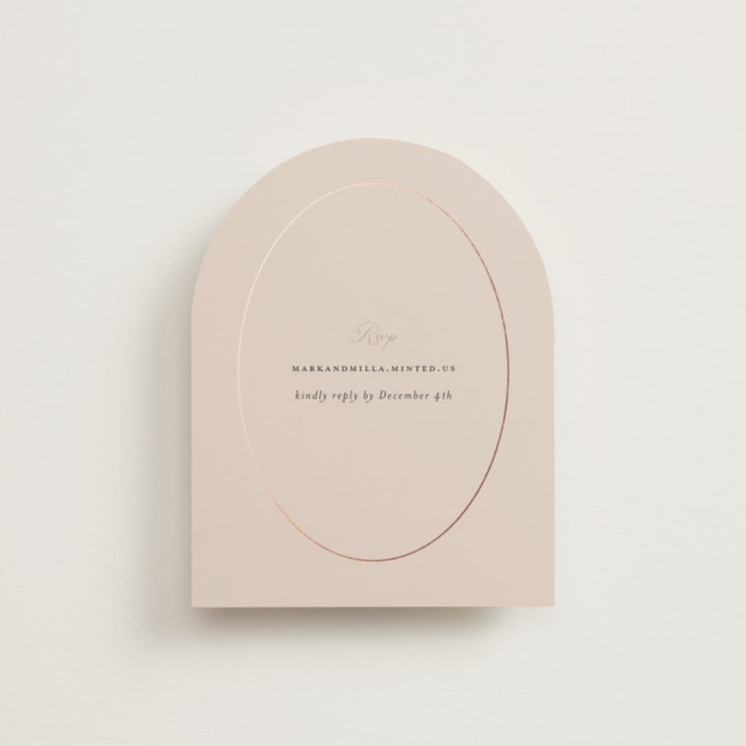 "Champagne" - Foil-Pressed RSVP Online Enclosure Cards in Rose by Ani Somi - Front
