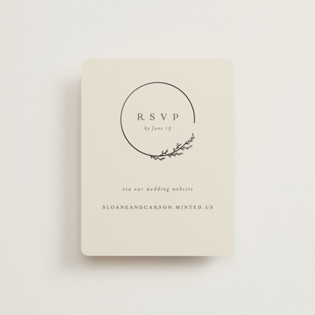 "Branched" - Foil-Pressed RSVP Online Enclosure Cards in Almond by Brianne Larsen - Front