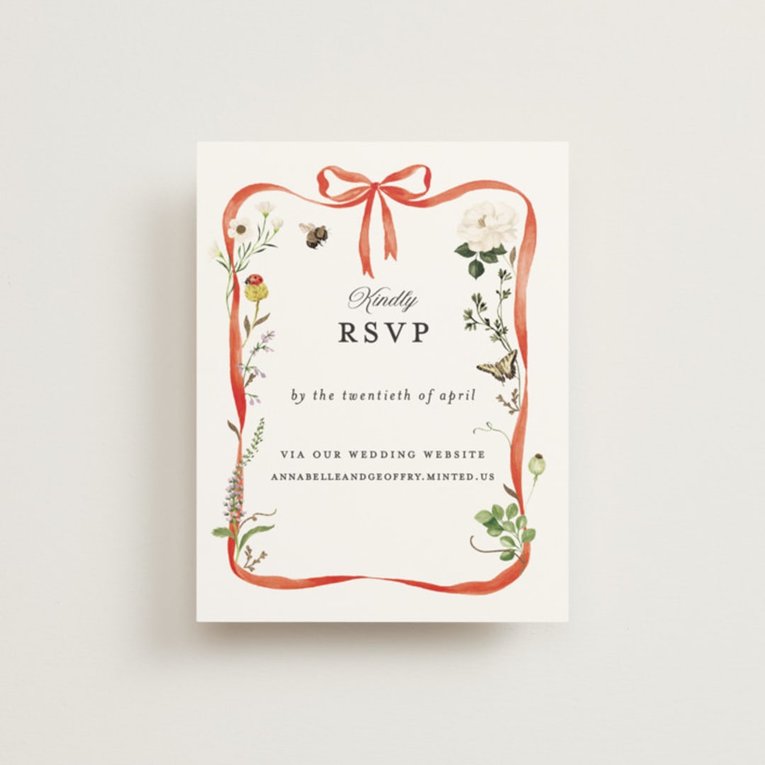 "Fleur" - Foil-Pressed RSVP Online Enclosure Cards in Verona Sunset by Sarah Knight - Front
