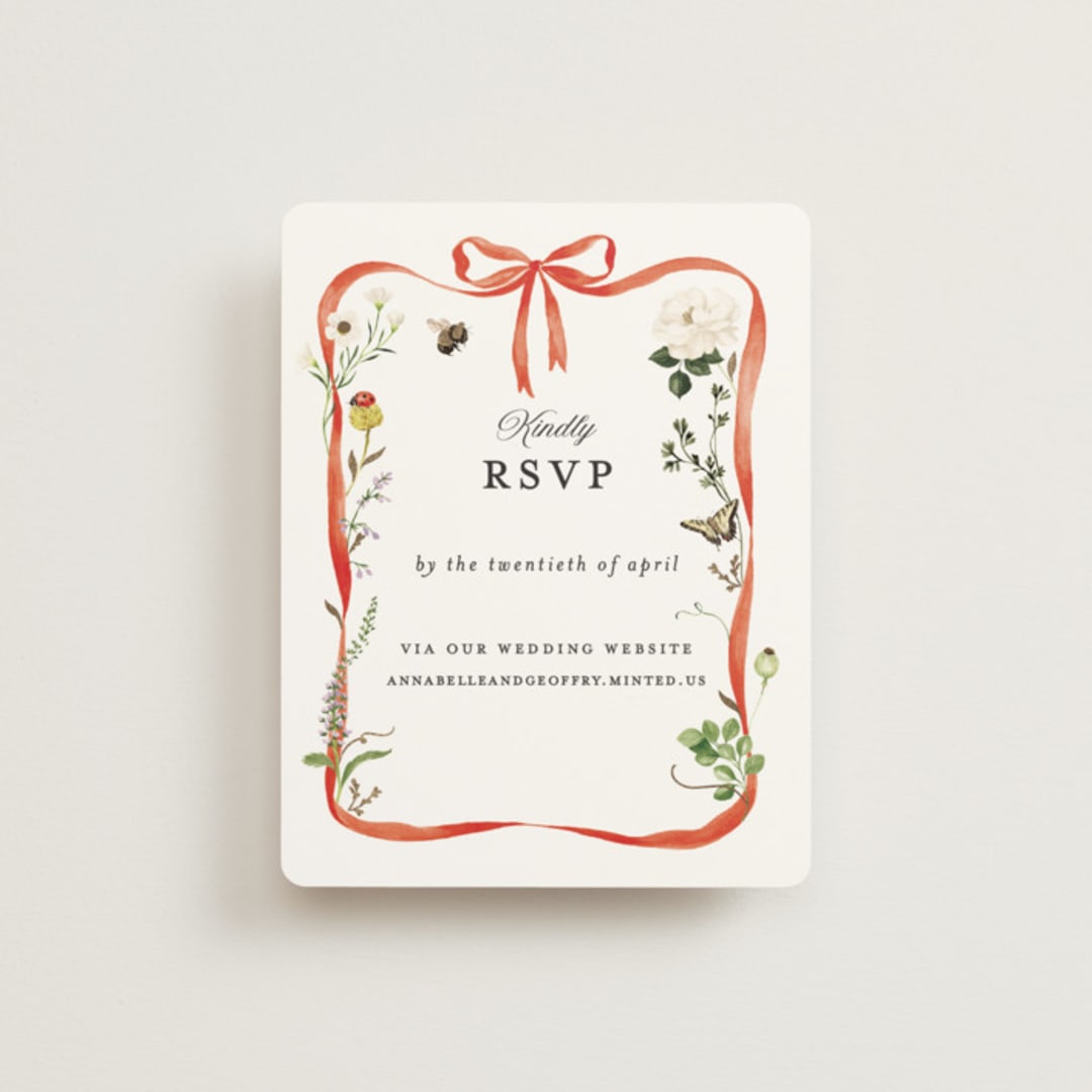 "Fleur" - Foil-Pressed RSVP Online Enclosure Cards in Verona Sunset by Sarah Knight - Front