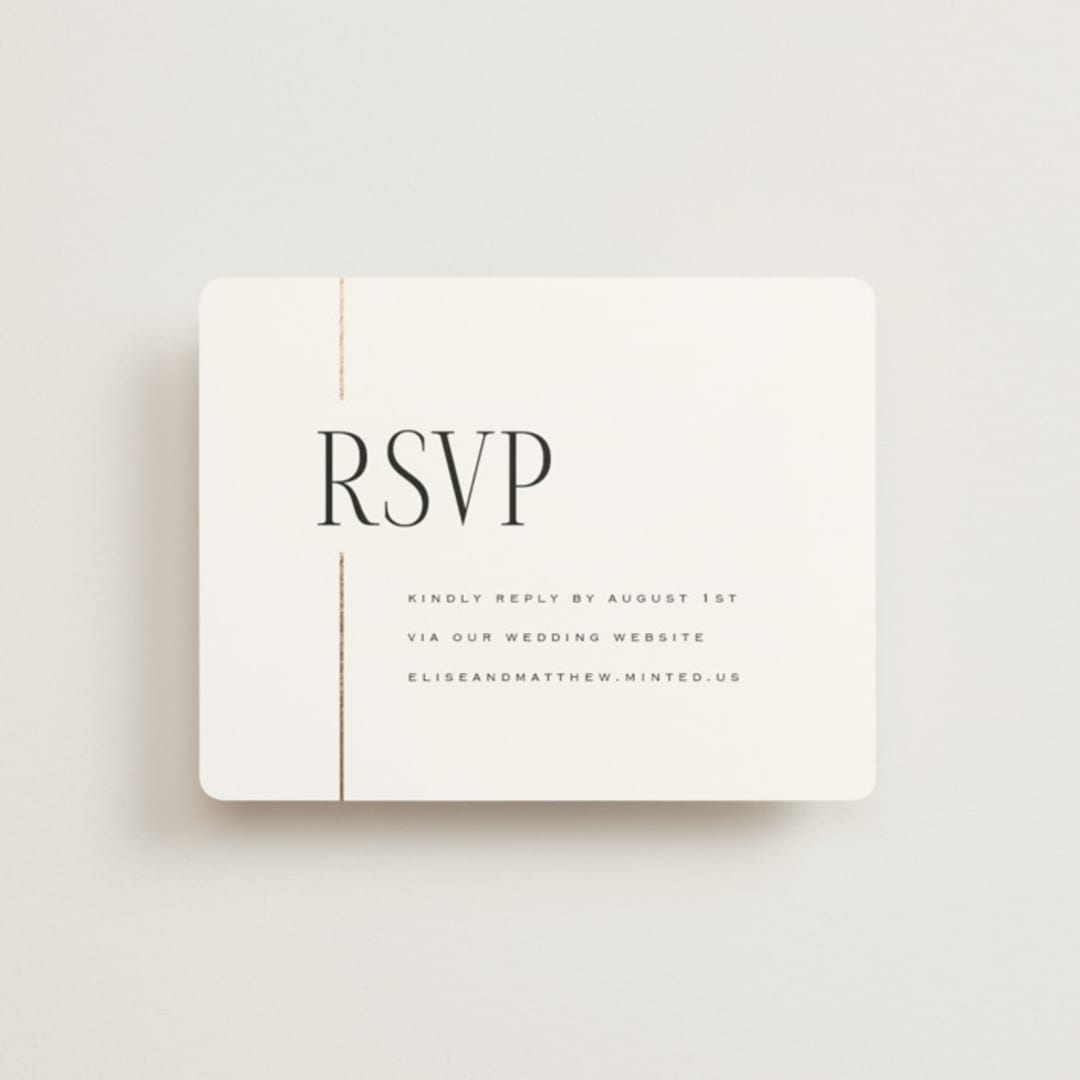 "Linear" - Foil-Pressed RSVP Online Enclosure Cards in Silk by Laura Hankins - Front