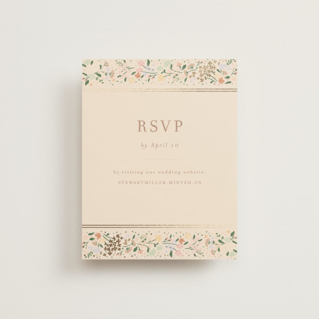 "Esther's garden" - Foil-Pressed RSVP Online Enclosure Cards in Ivory by Jennifer Wick - Front