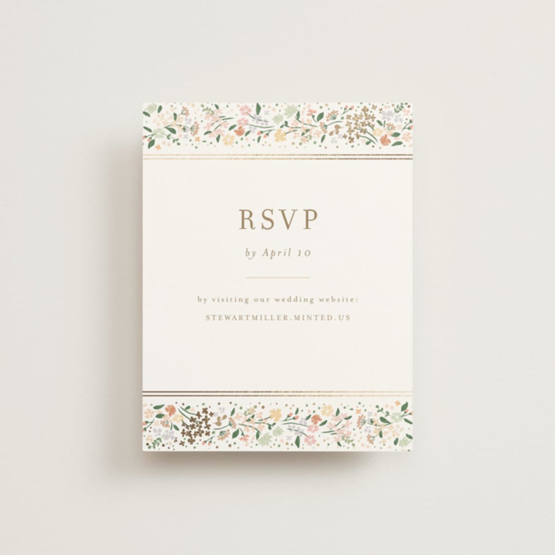 "Esther's garden" - Foil-Pressed RSVP Online Enclosure Cards in Lily by Jennifer Wick - Front