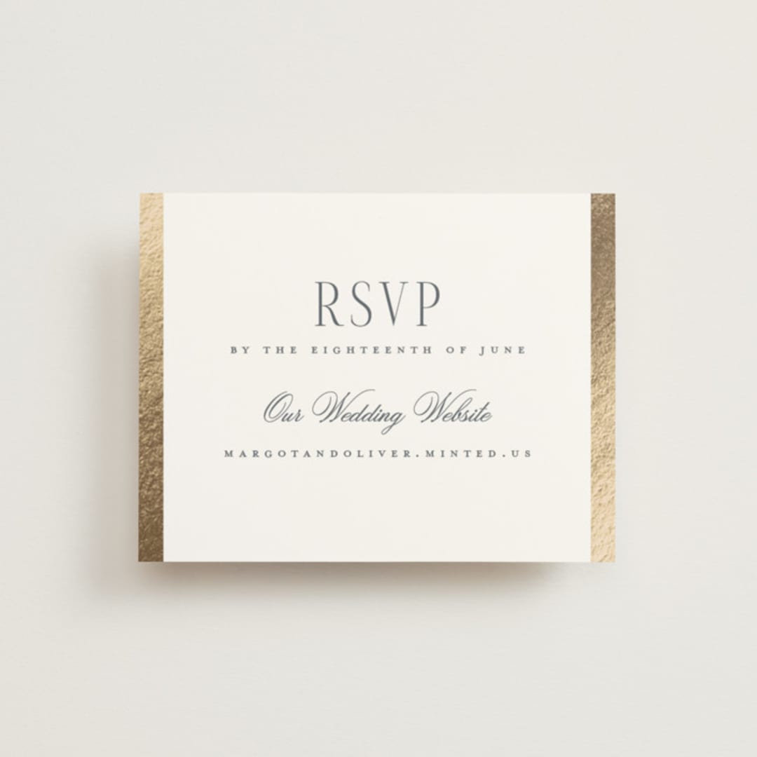 "The Ritz" - Foil-Pressed RSVP Online Enclosure Cards in Quartz by Kristie Kern - Front
