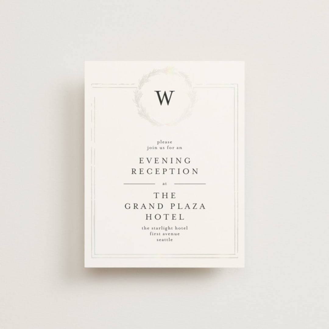 "Little Wreath" - Gloss-Press® Reception Card in Pearl by Phrosné Barwood - Front