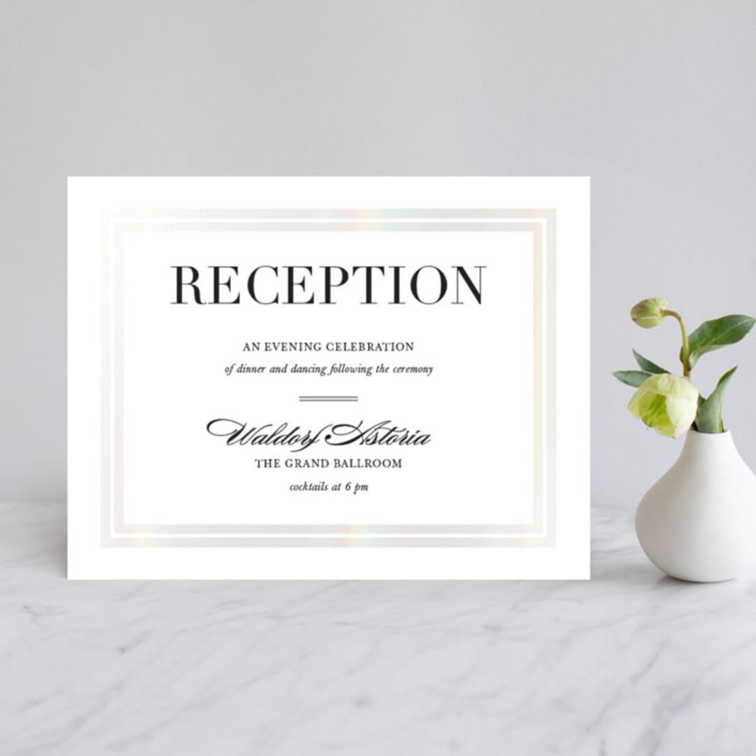 "Gilded Frame" - Gloss-Press® Reception Card in Snow by Stacey Meacham - Front