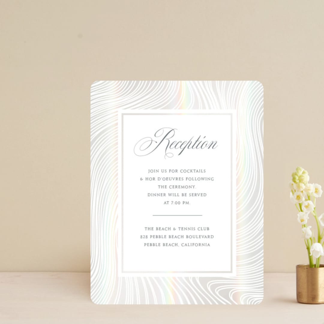 "Lined" - Gloss-Press® Reception Card in Cloud by Erin Deegan - Front