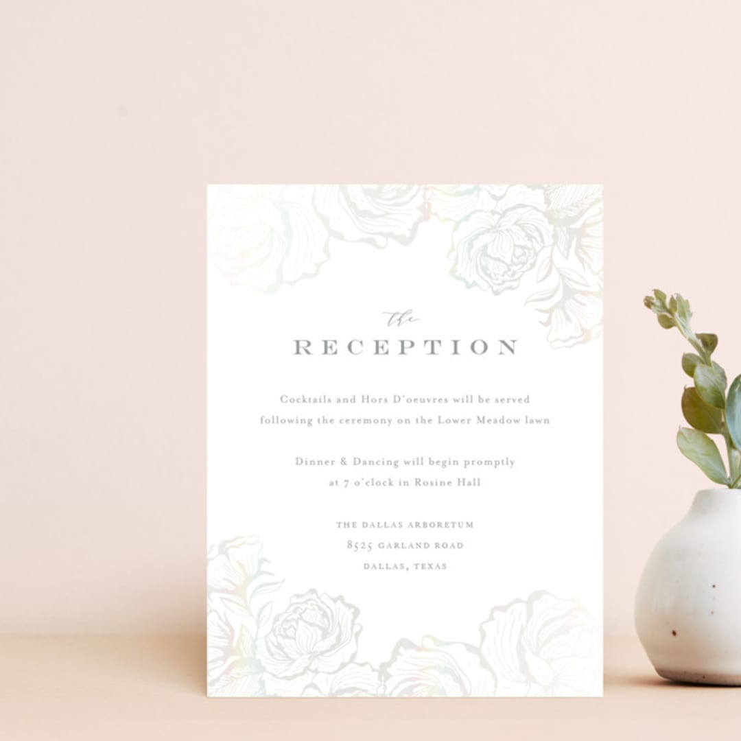 "Beautiful Bouquet" - Gloss-Press® Reception Card in Cathedral by Jennifer Postorino - Front