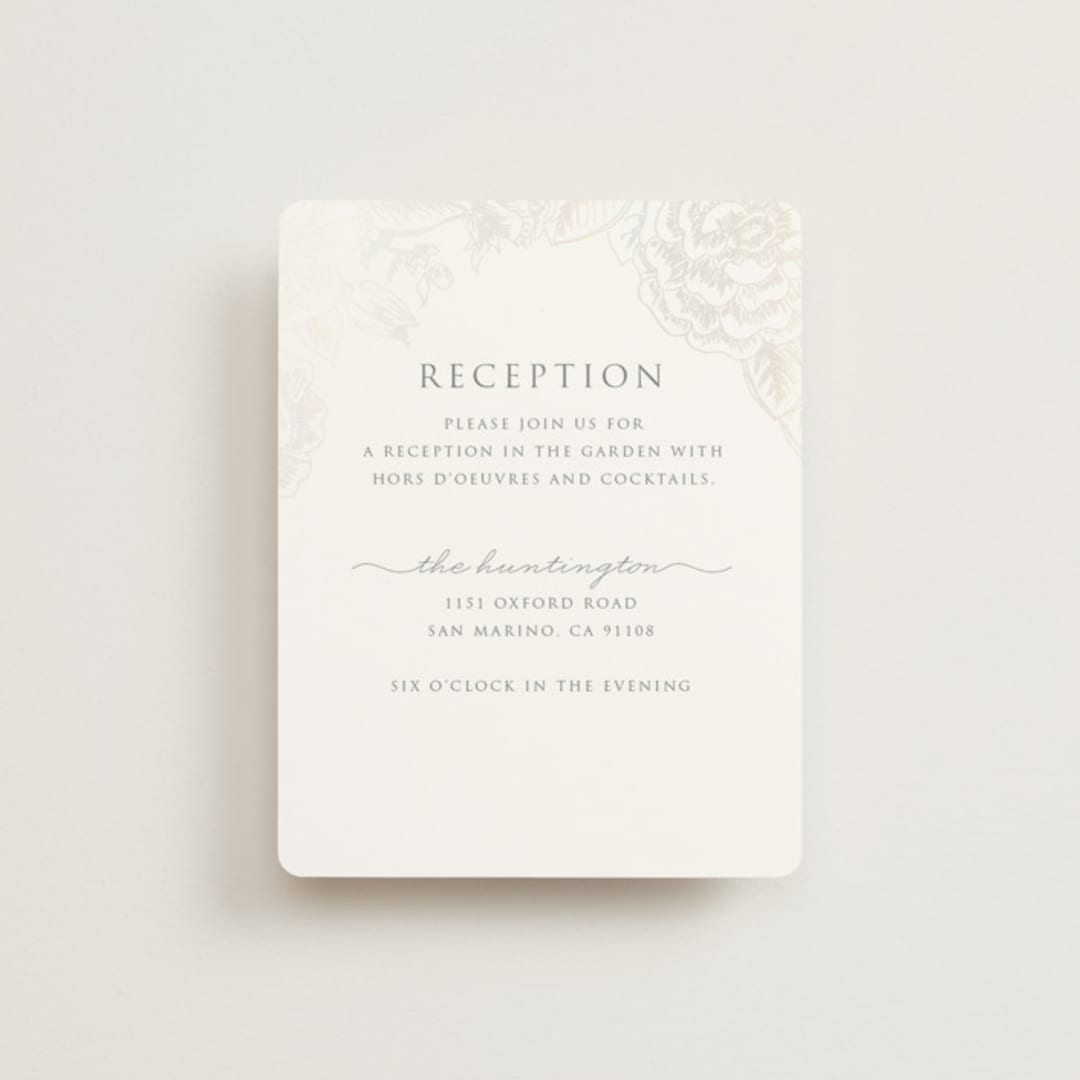 "Au Jardin" - Gloss-Press® Reception Card in Opal by Rochelle Renee - Front