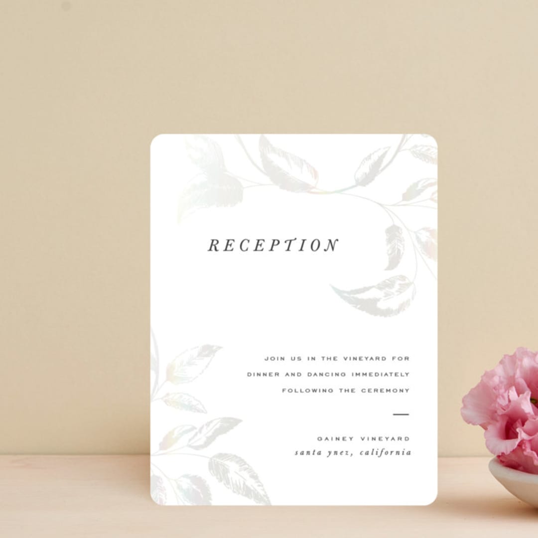 "Halcyon" - Gloss-Press® Reception Card in Snow by Leah Bisch - Front