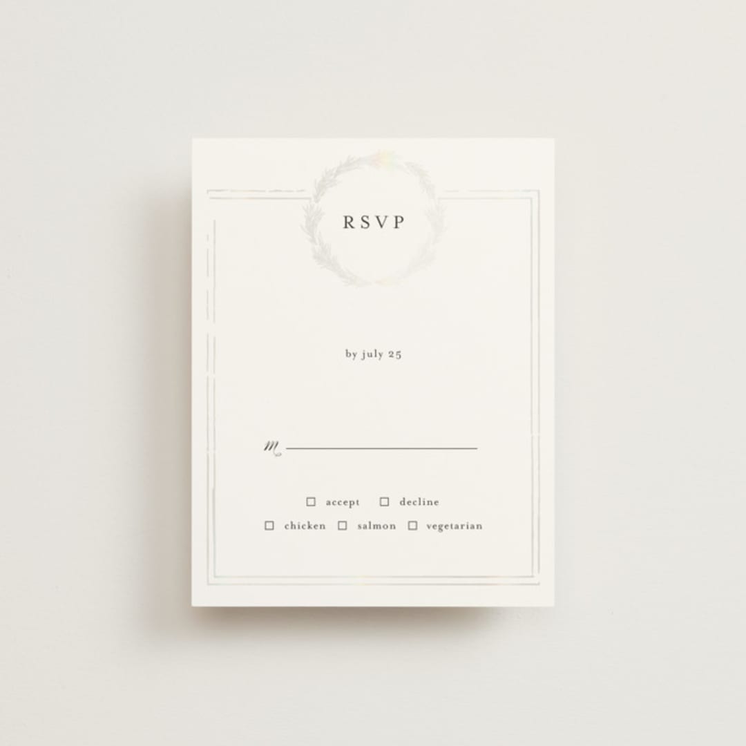 "Little Wreath" - Gloss-Press® RSVP Cards in Pearl by Phrosné Barwood - Front