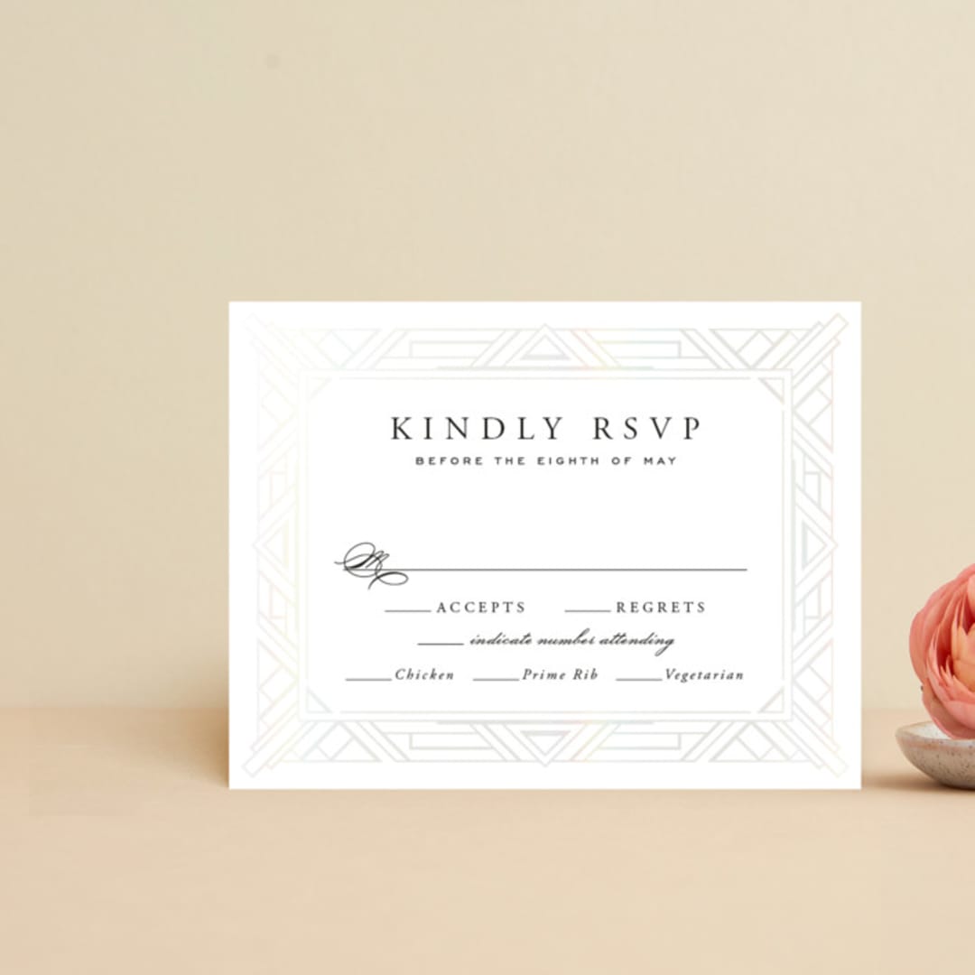 "Opulent Border" - Gloss-Press® RSVP Cards in Stone by Hooray Creative - Front