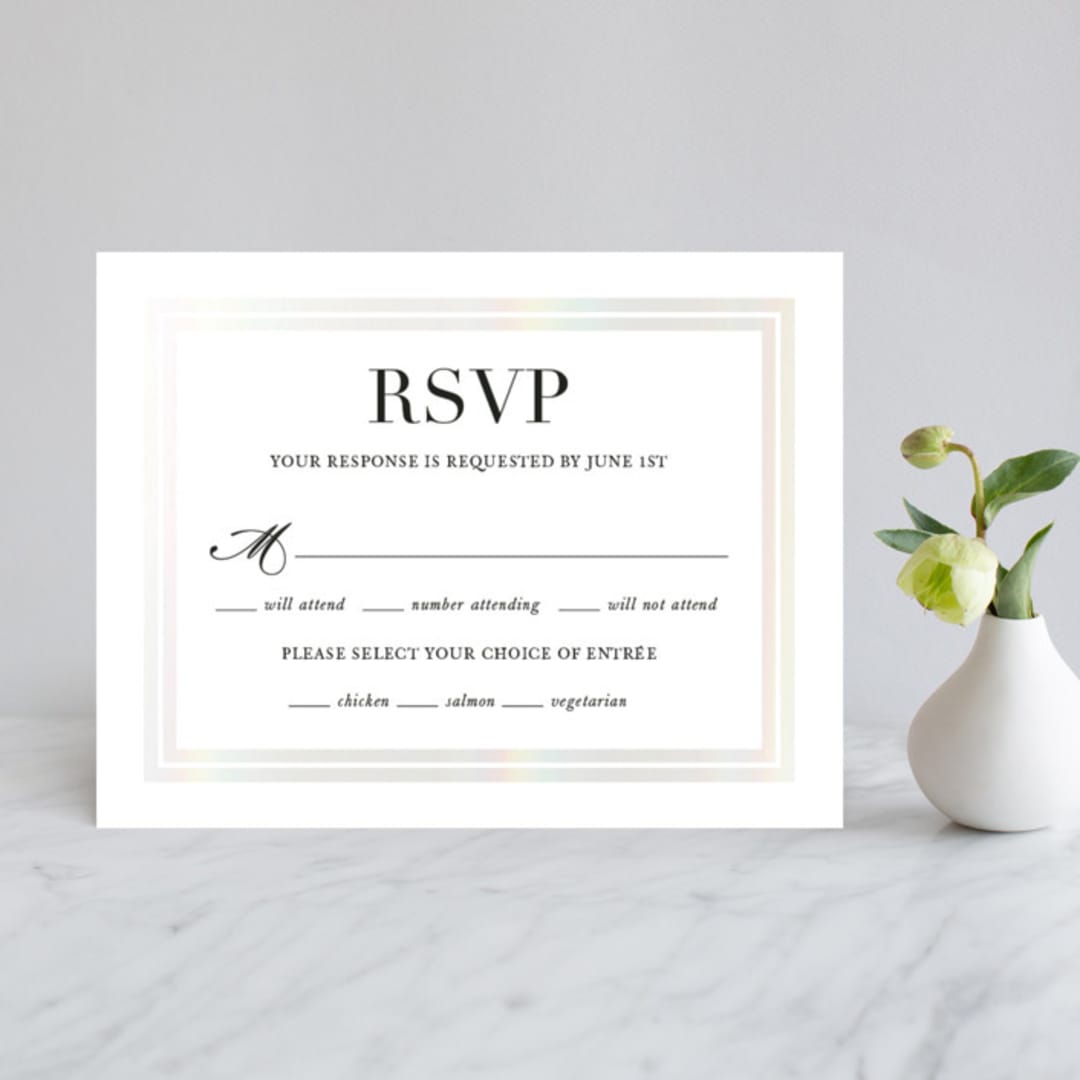 "Gilded Frame" - Gloss-Press® RSVP Cards in Snow by Stacey Meacham - Front