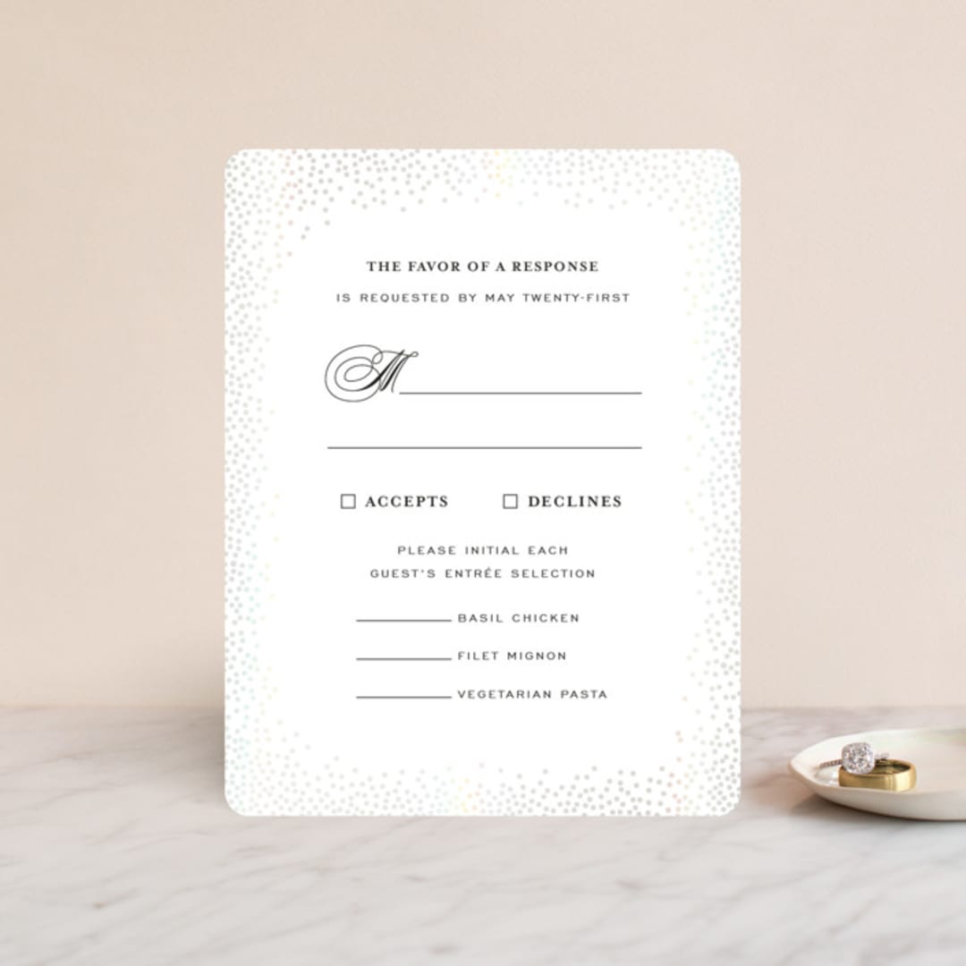 "Promise" - Gloss-Press® RSVP Cards in Snow by Design Lotus - Front