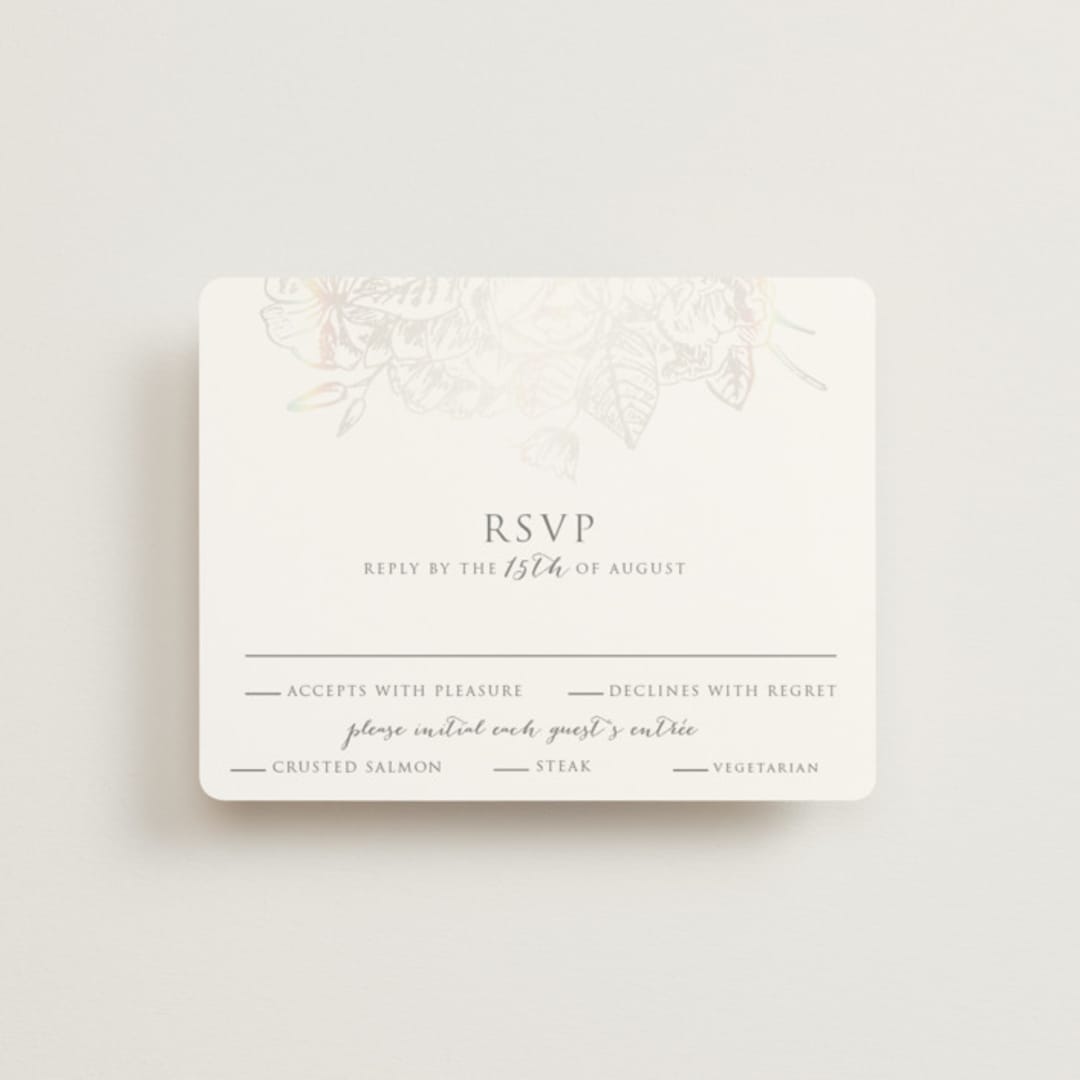 "Gilded Wildflowers" - Gloss-Press® RSVP Cards in Cool Grey by Rochelle Renee - Front