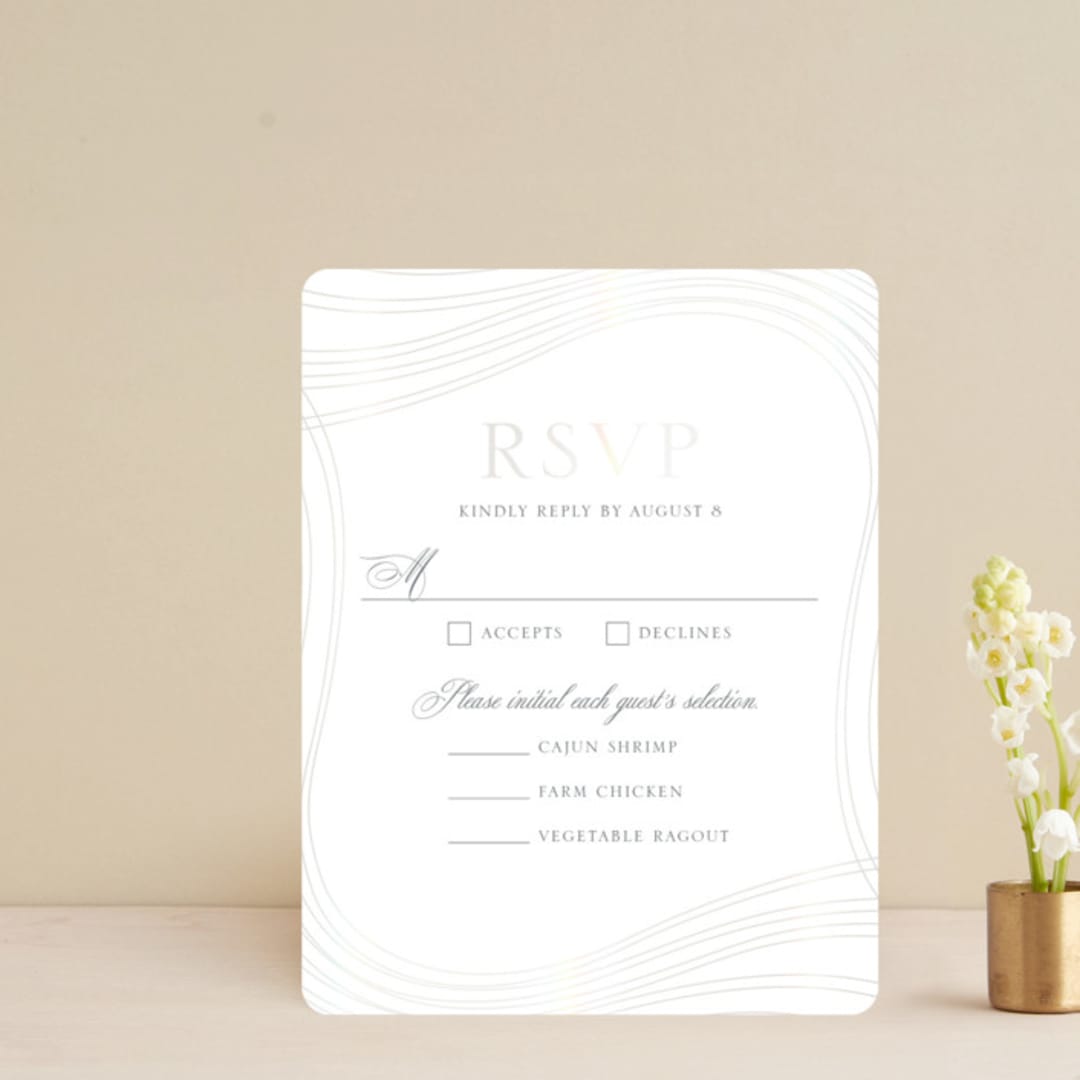 "Lined" - Gloss-Press® RSVP Cards in Cloud by Erin Deegan - Front