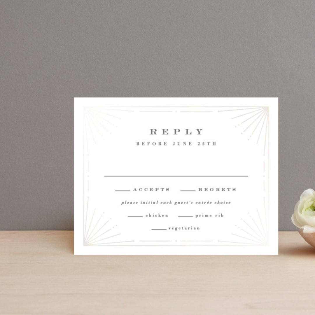 "Art Deco Border" - Gloss-Press® RSVP Cards in Crystal by Hooray Creative - Front