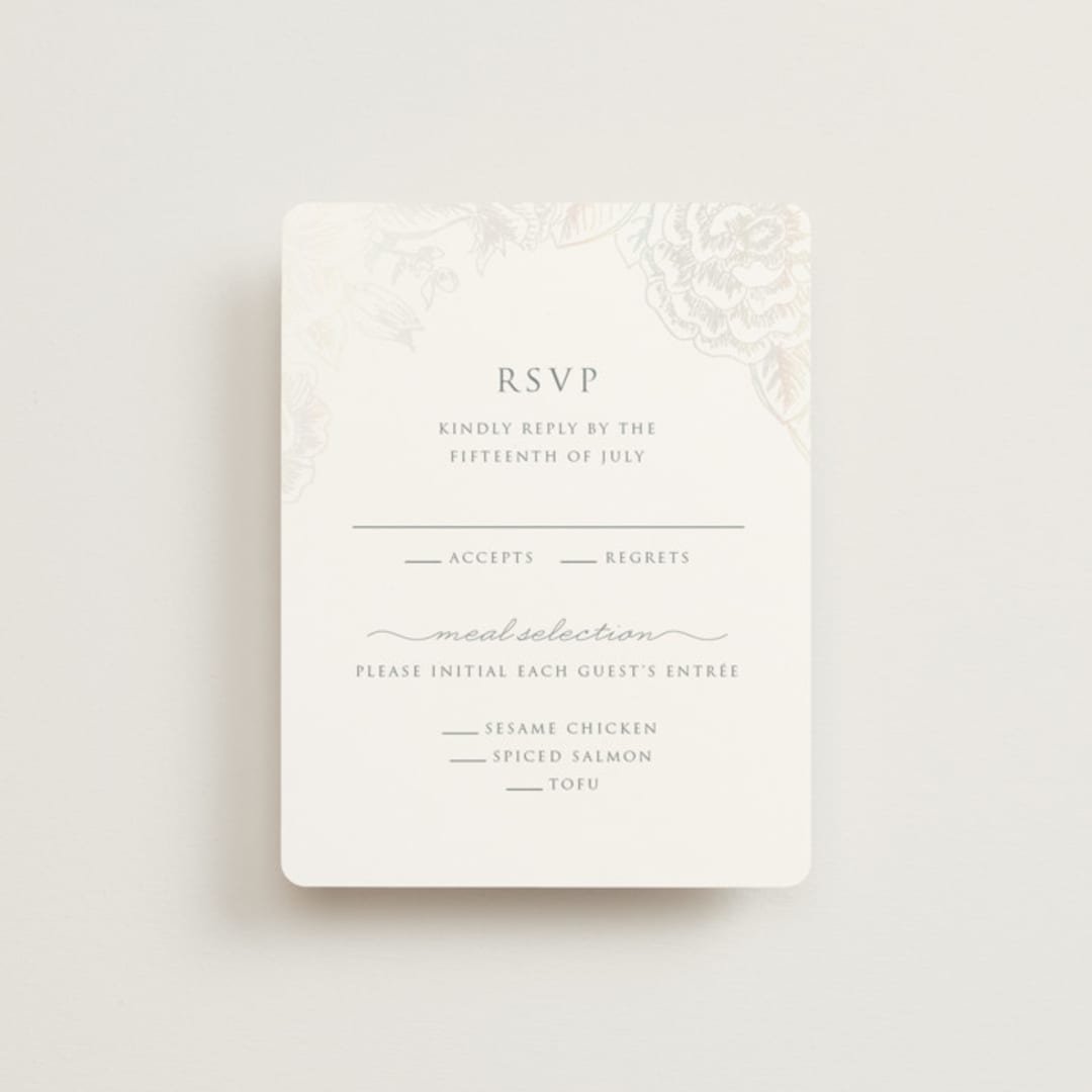 "Au Jardin" - Gloss-Press® RSVP Cards in Opal by Rochelle Renee - Front