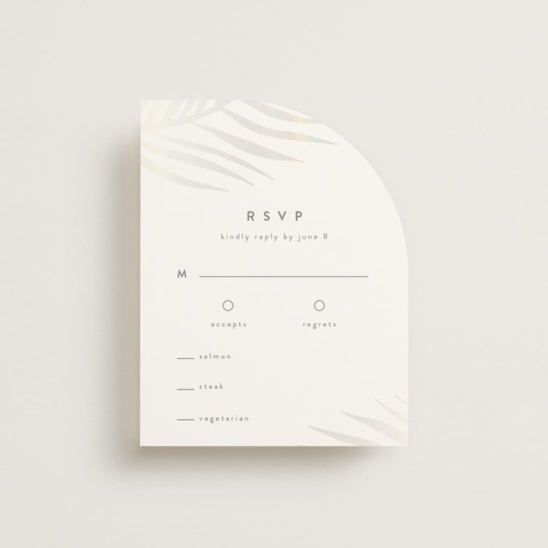 "Palm Vibes" - Gloss-Press® RSVP Cards in Porcelain by Pixel and Hank - Front