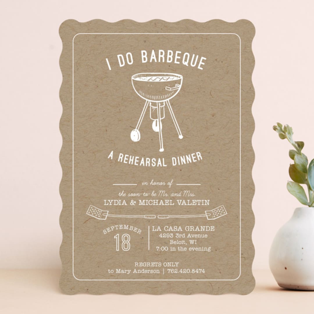 "I Do BBQ" - Rehearsal Dinner Invitations in Kraft by Lani Kai Peterson - Front
