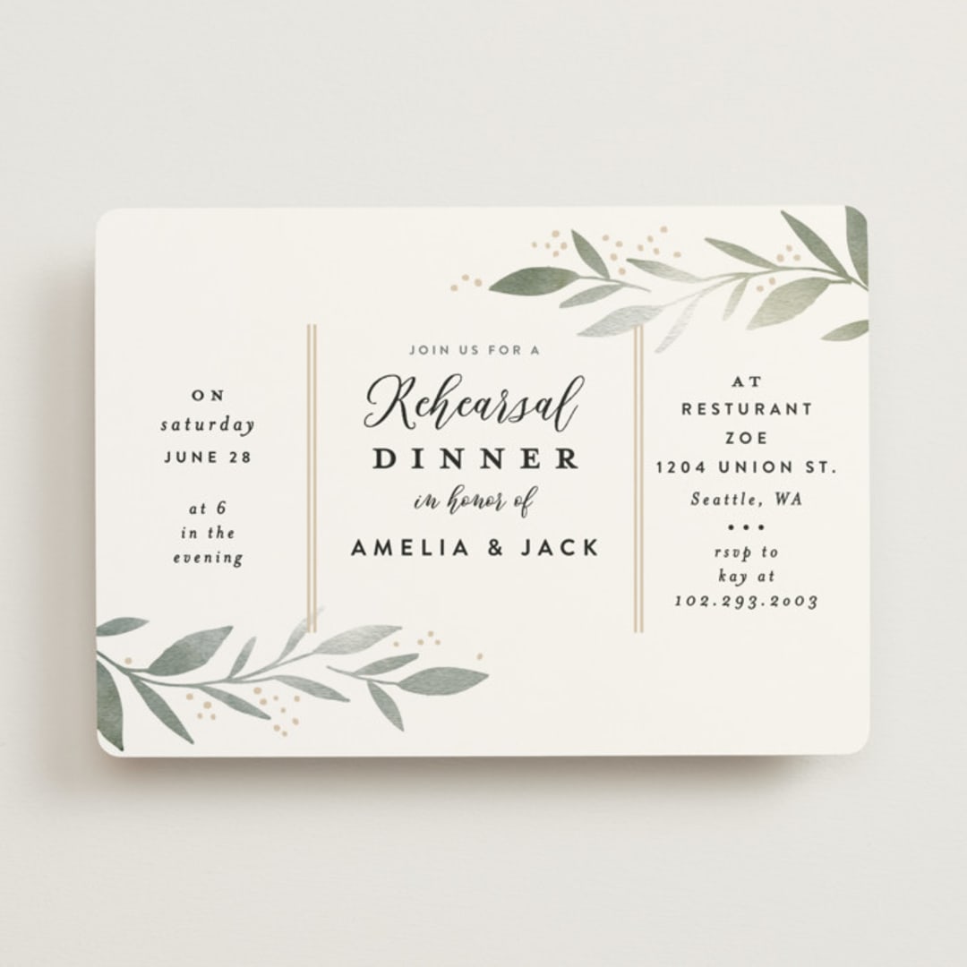 "Olive Branch Framed" - Rehearsal Dinner Invitations in Lime by Alethea and Ruth - Front