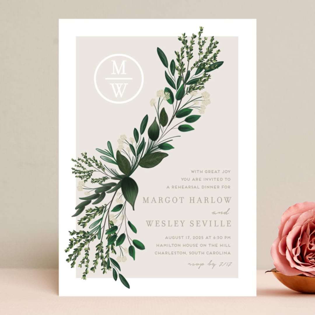 "Watermark" - Rehearsal Dinner Invitations in Cypress by Kaydi Bishop - Front