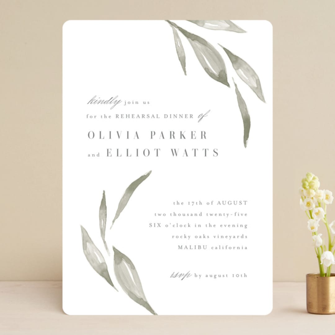 "Whispered Leaves" - Rehearsal Dinner Invitations in Leaf by Kristie Kern - Front
