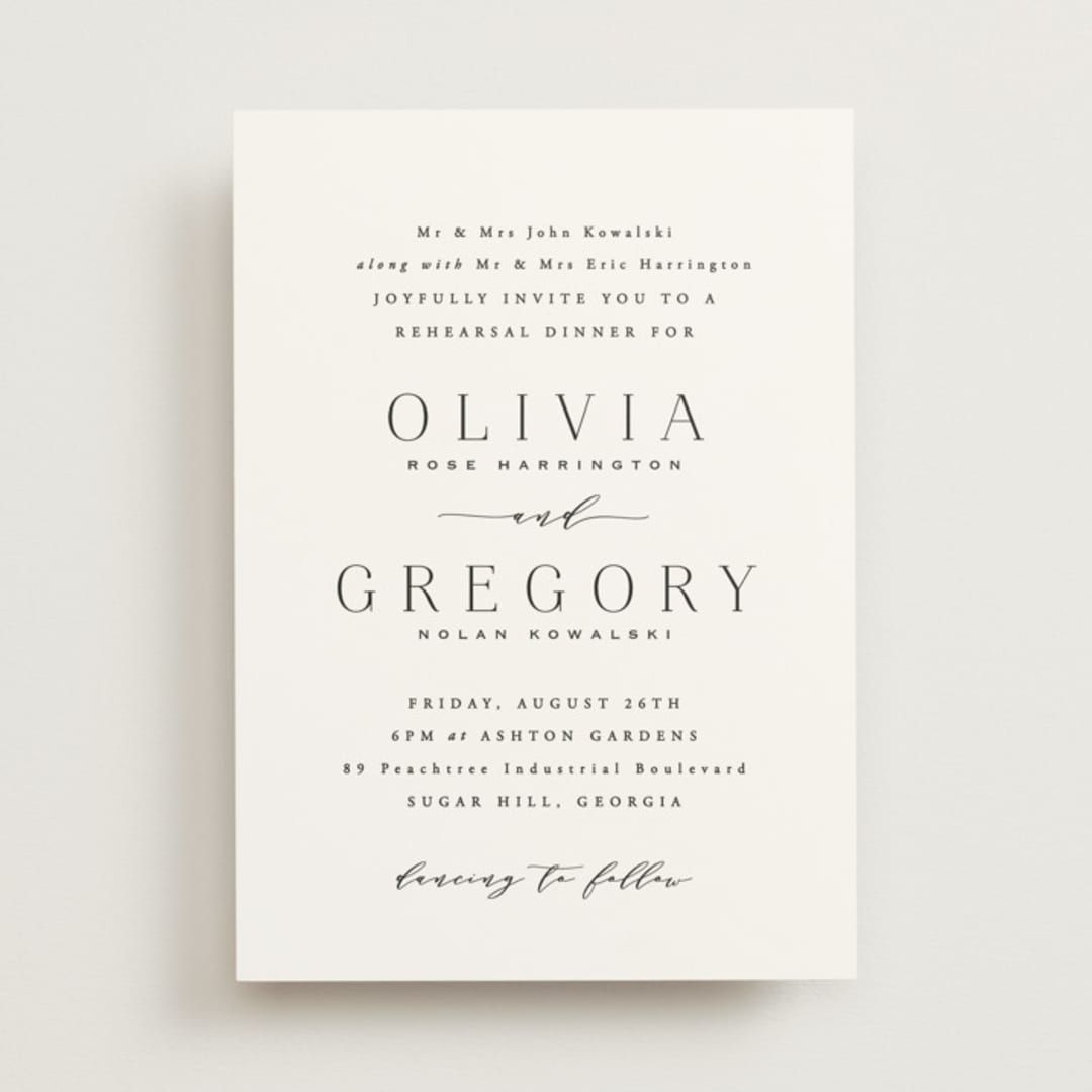 "Classy Type" - Rehearsal Dinner Invitations in Lily by Hooray Creative - Front