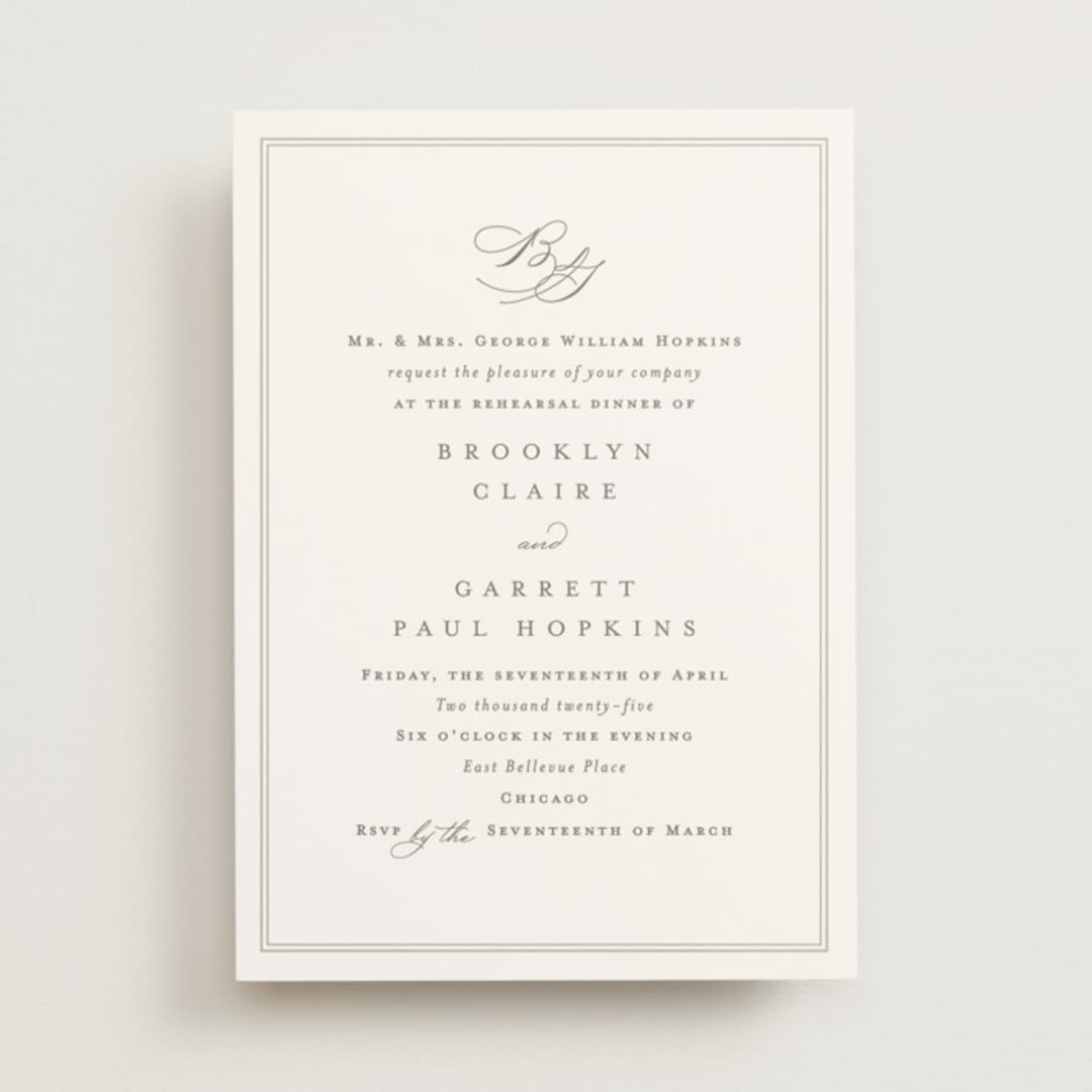 "Overlapping" - Rehearsal Dinner Invitations in Cotton by Amy Kross - Front