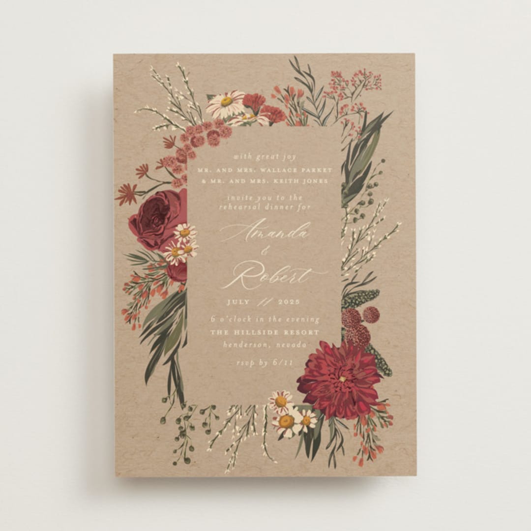 "Organic Florals" - Rehearsal Dinner Invitations in Autumn by Susan Moyal - Front