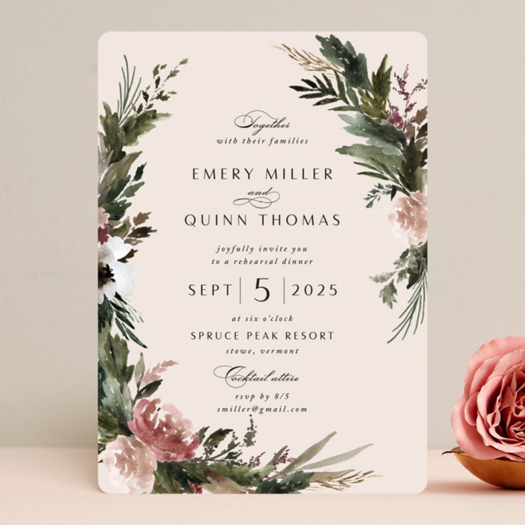 "poetique" - Rehearsal Dinner Invitations in Rose Quartz by Kate Ahn - Front