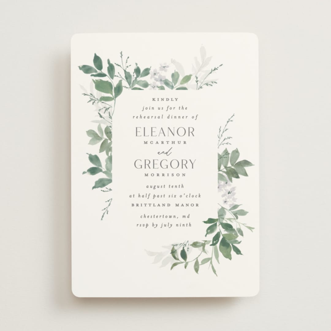 "Grove" - Rehearsal Dinner Invitations in Fern by Everett Paper Goods - Front