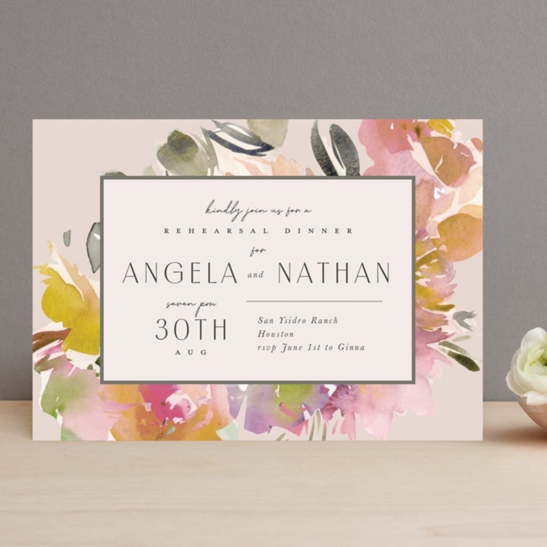 "Bouquet" - Rehearsal Dinner Invitations in Garden by Lori Wemple - Front