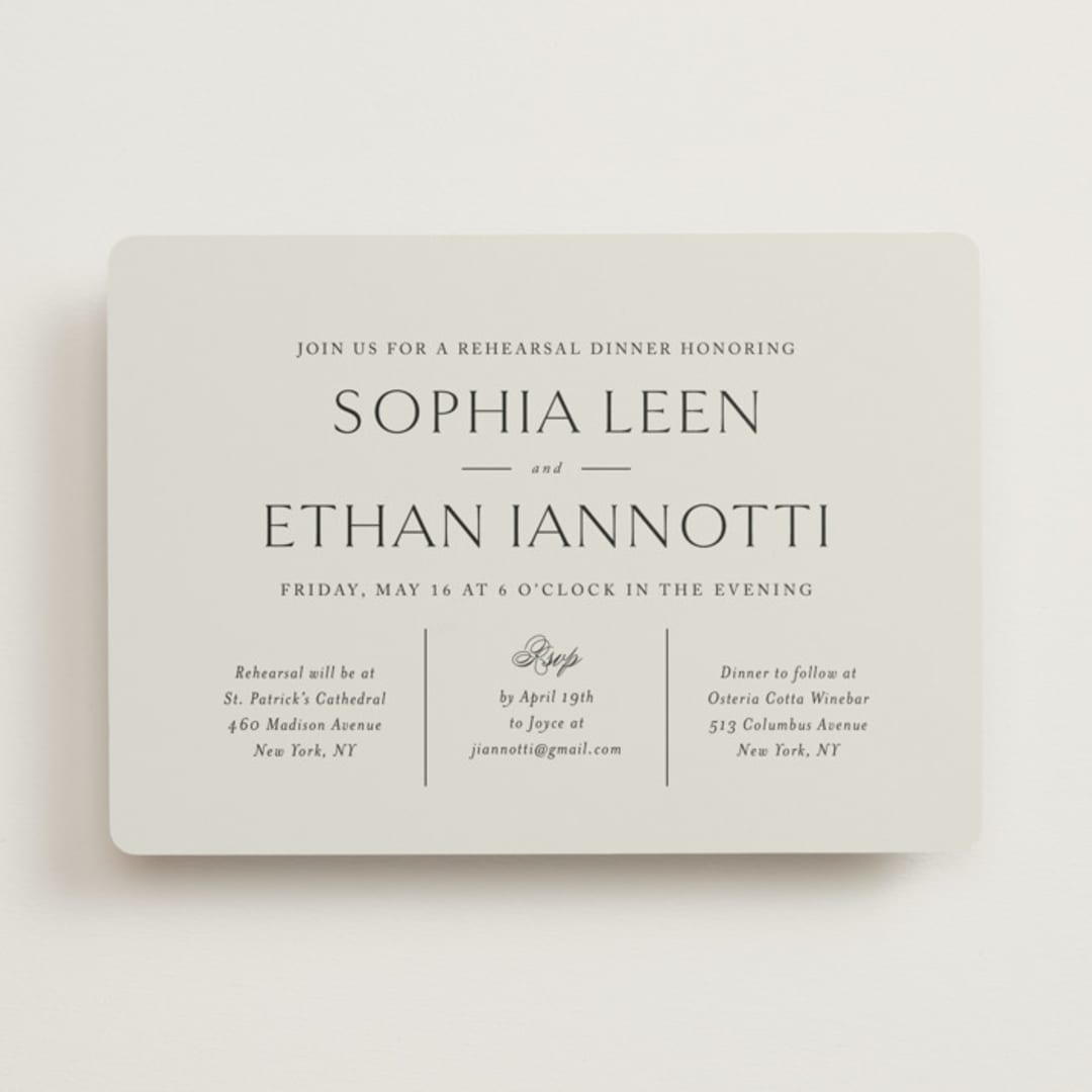 "sophisticate" - Rehearsal Dinner Invitations in Slate by Jennifer Postorino - Front