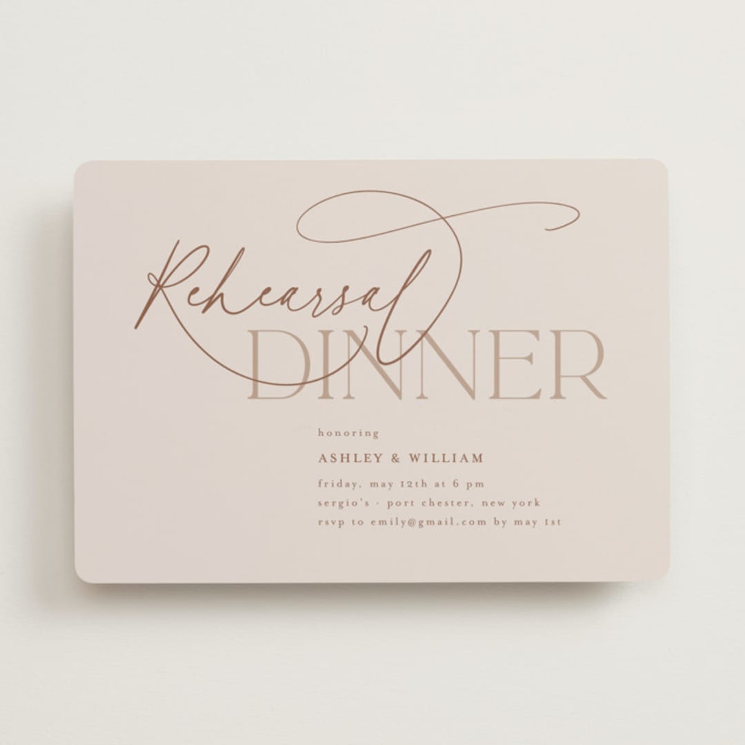 "Typographical" - Rehearsal Dinner Invitations in Clay by Nicole Barreto - Front