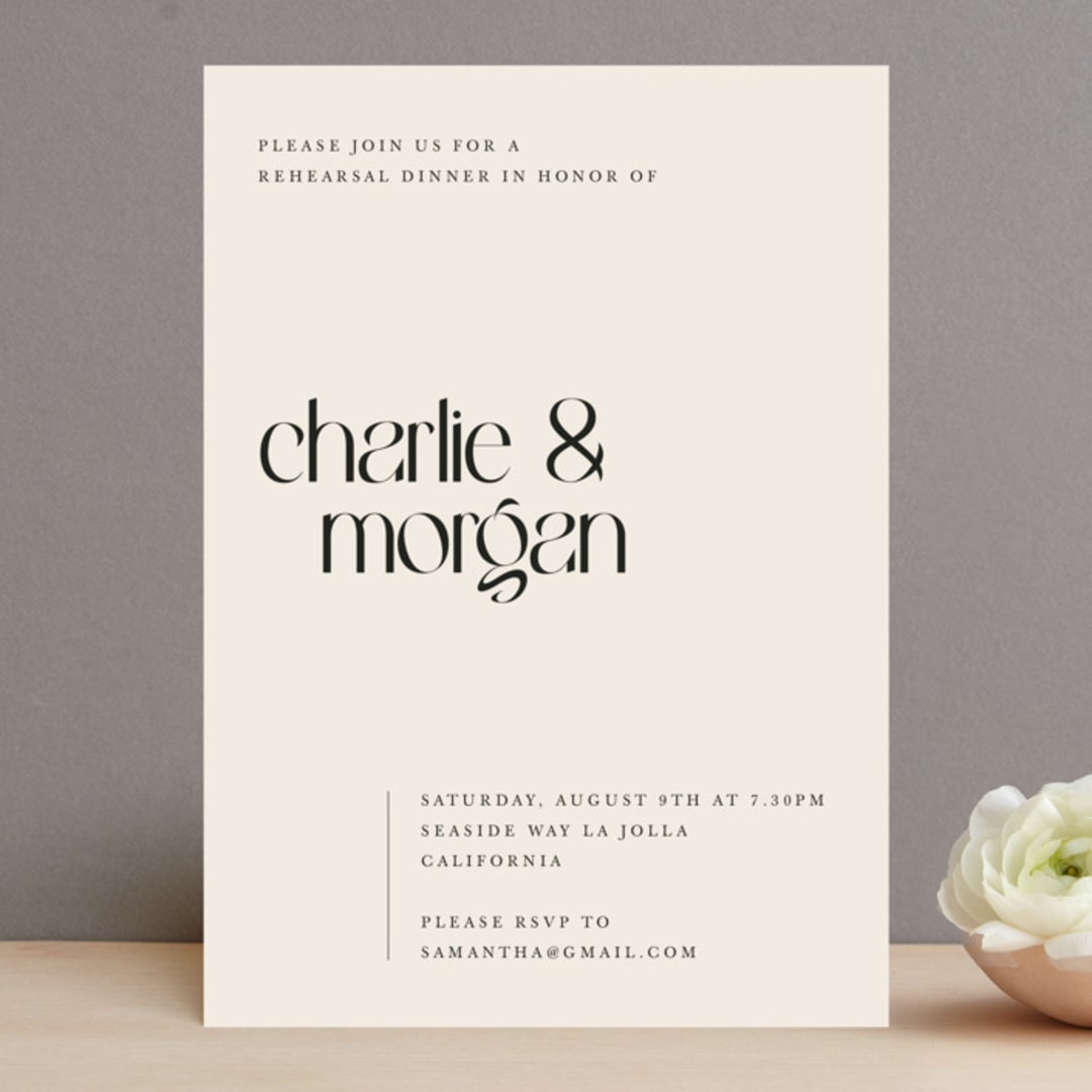 "clean display" - Rehearsal Dinner Invitations in Ivory by Cass Loh - Front