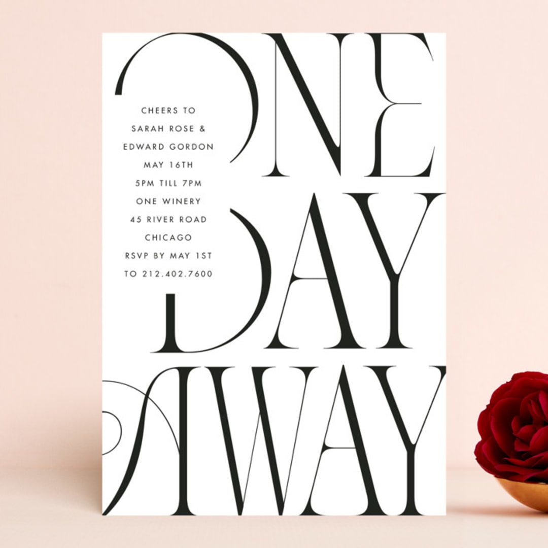 "A Day Away" - Rehearsal Dinner Invitations in Cloud by Baumbirdy - Front