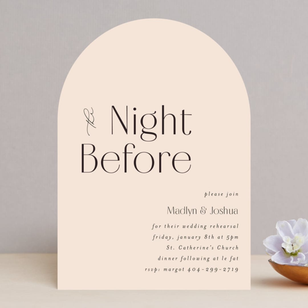 "Classic Modern" - Rehearsal Dinner Invitations in Almond by Morgan Kendall - Front