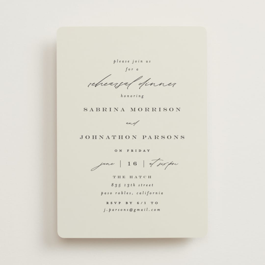"Softly Swept" - Rehearsal Dinner Invitations in Ivory by Carolyn Nicks - Front