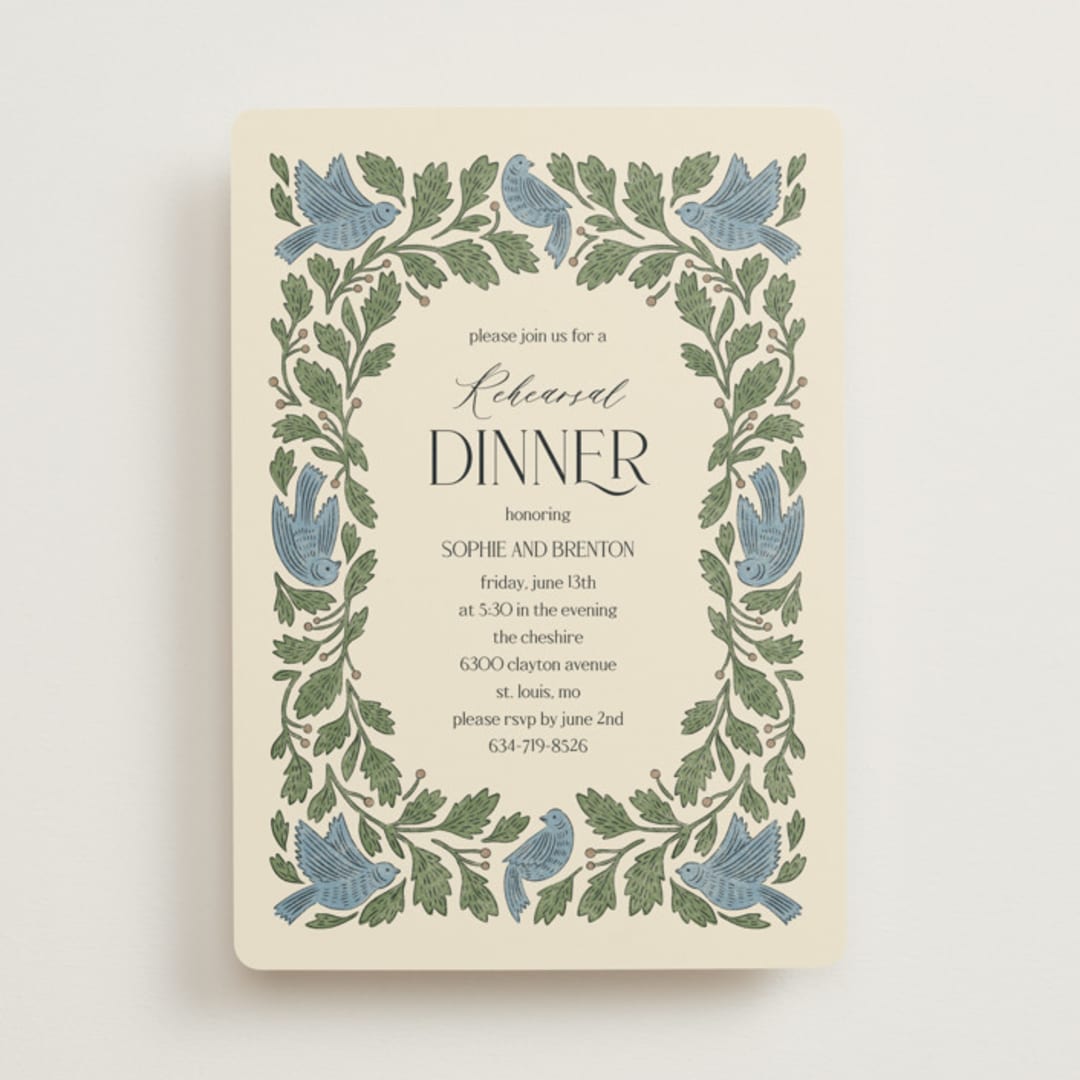 "birdies" - Rehearsal Dinner Invitations in Bluebird by Jen Owens - Front
