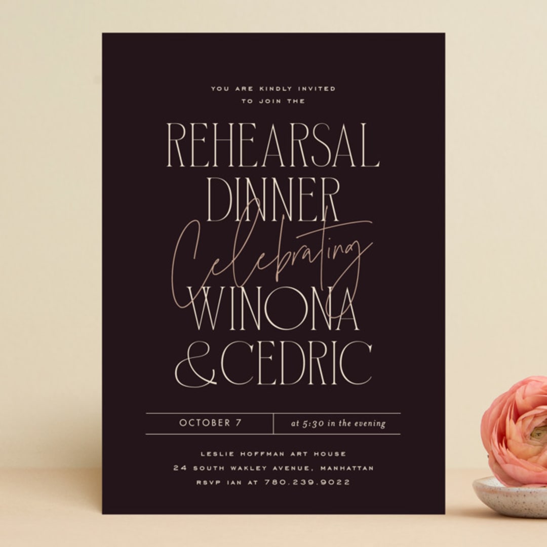"Chourico" - Rehearsal Dinner Invitations in Onyx by chocomocacino - Front