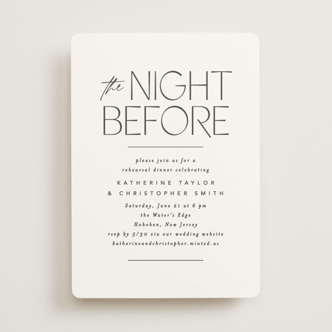 "Crisp" - Rehearsal Dinner Invitations in Frost by Creo Study - Front