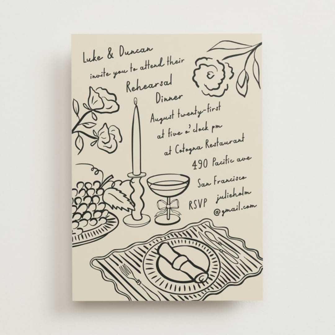 "À table!" - Rehearsal Dinner Invitations in Ink by Claire - Front