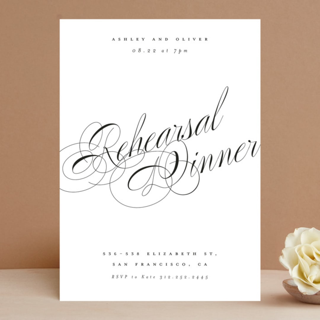 "Forever" - Rehearsal Dinner Invitations in Onyx by Hudson meet Rose - Front
