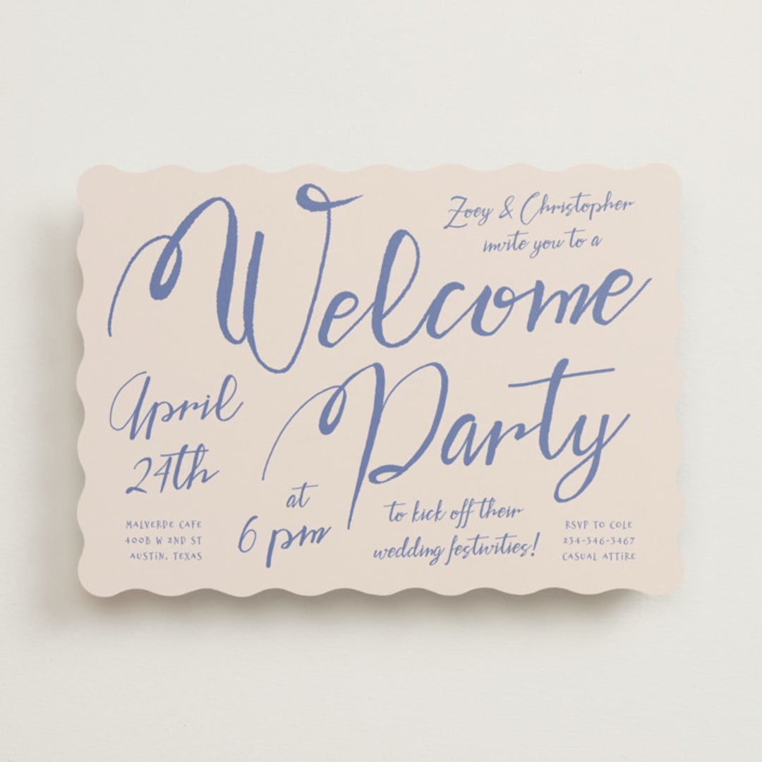 "Casualized" - Rehearsal Dinner Invitations in Sky by Inkblot Design - Front