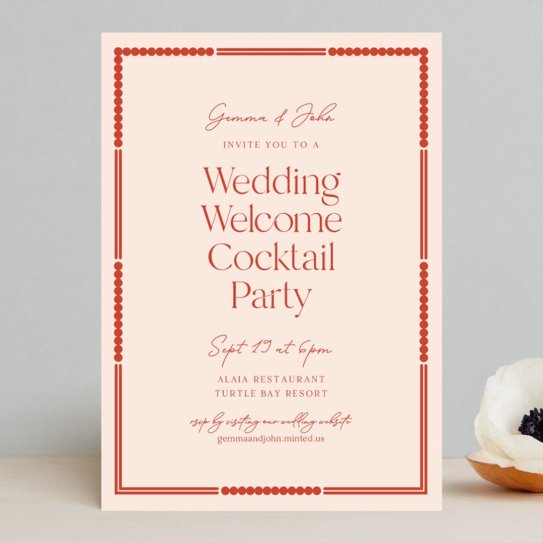 "Havana" - Rehearsal Dinner Invitations in Chili by Inkblot Design - Front