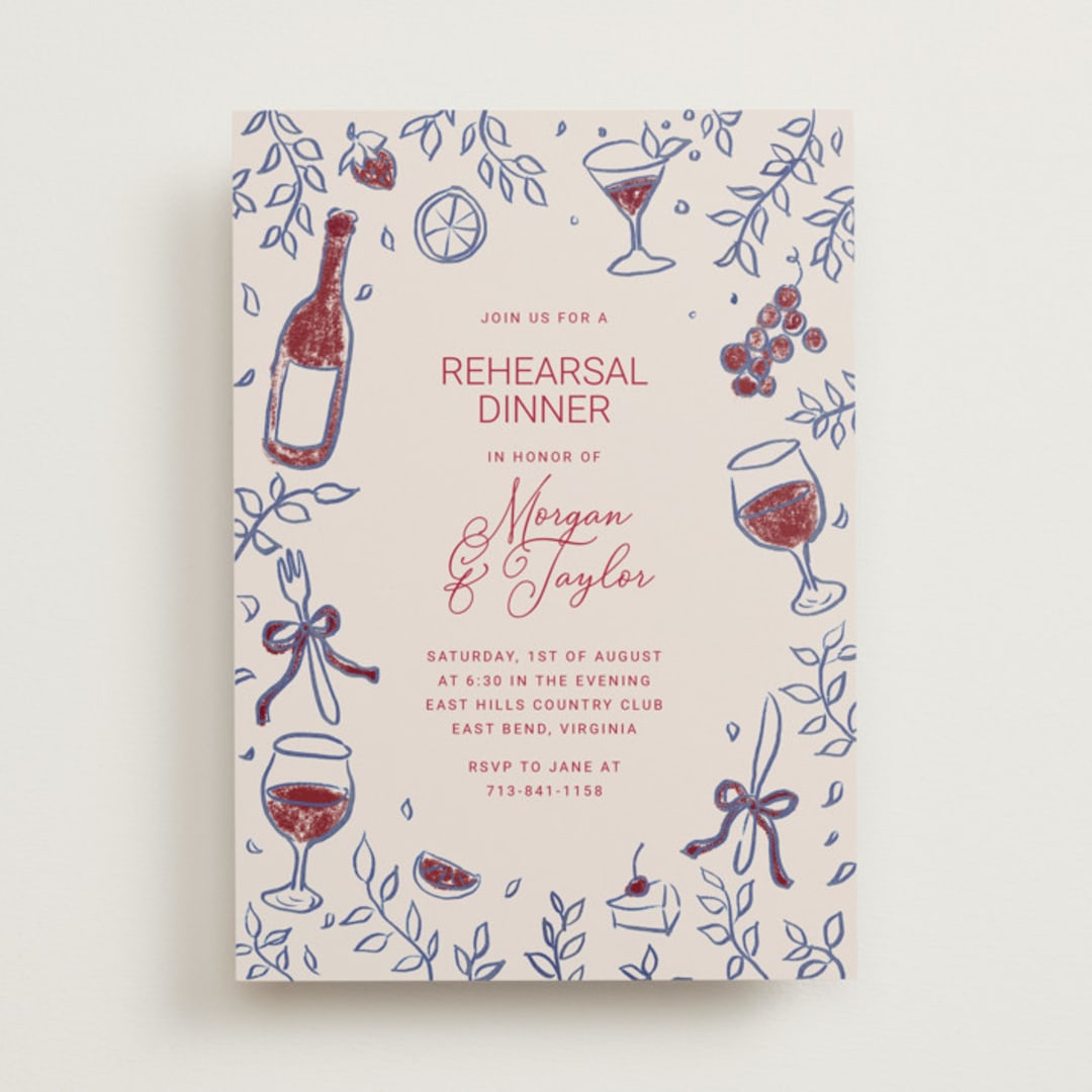 "Romantic night" - Rehearsal Dinner Invitations in Wine by Cass Loh - Front